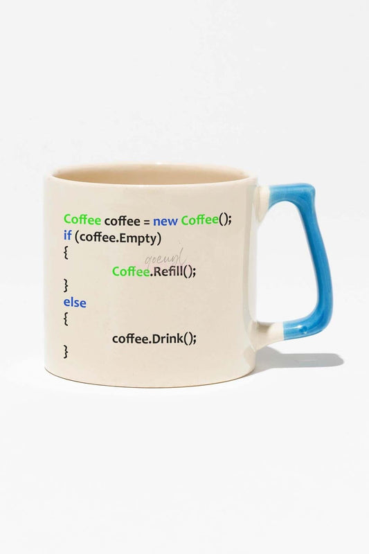 Coffee Yazılımcı Mühendis Java Eğlenceli Hediye Baskılı Mavi Kulplu Modern Seramik Kupa