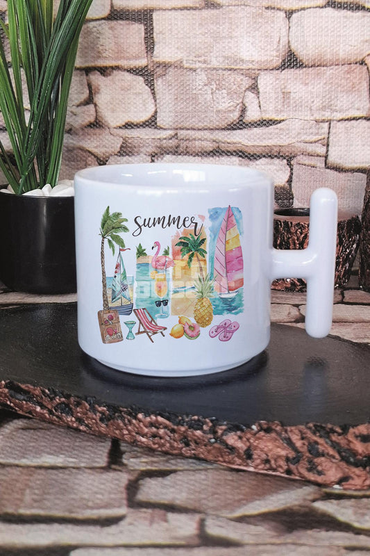 Coquette Summer Baskılı T Kulplu Latte Fincanı Kupa Bardak