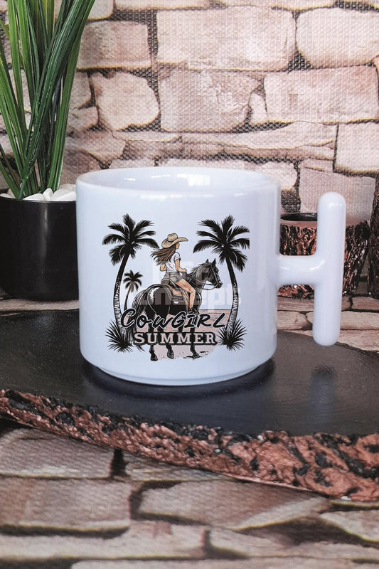 Cowgirl Summer Baskılı T Kulplu Latte Fincanı Kupa Bardak