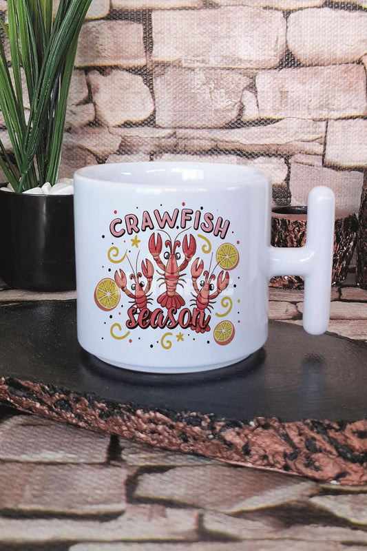 Crawfish Season Preppy Baskılı T Kulplu Latte Fincanı Kupa Bardak