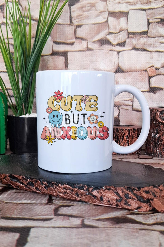 Cute but really anxious Şirin Endişeli Komik Söz Hediyelik Baskılı Çay Kahve Sunum Kupa Bardak