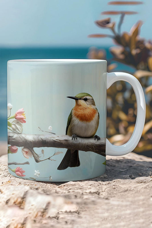 Dalda Kuş Manzara No:1 3D Tasarım Görünümlü Baskılı Kupa Bardak Mug