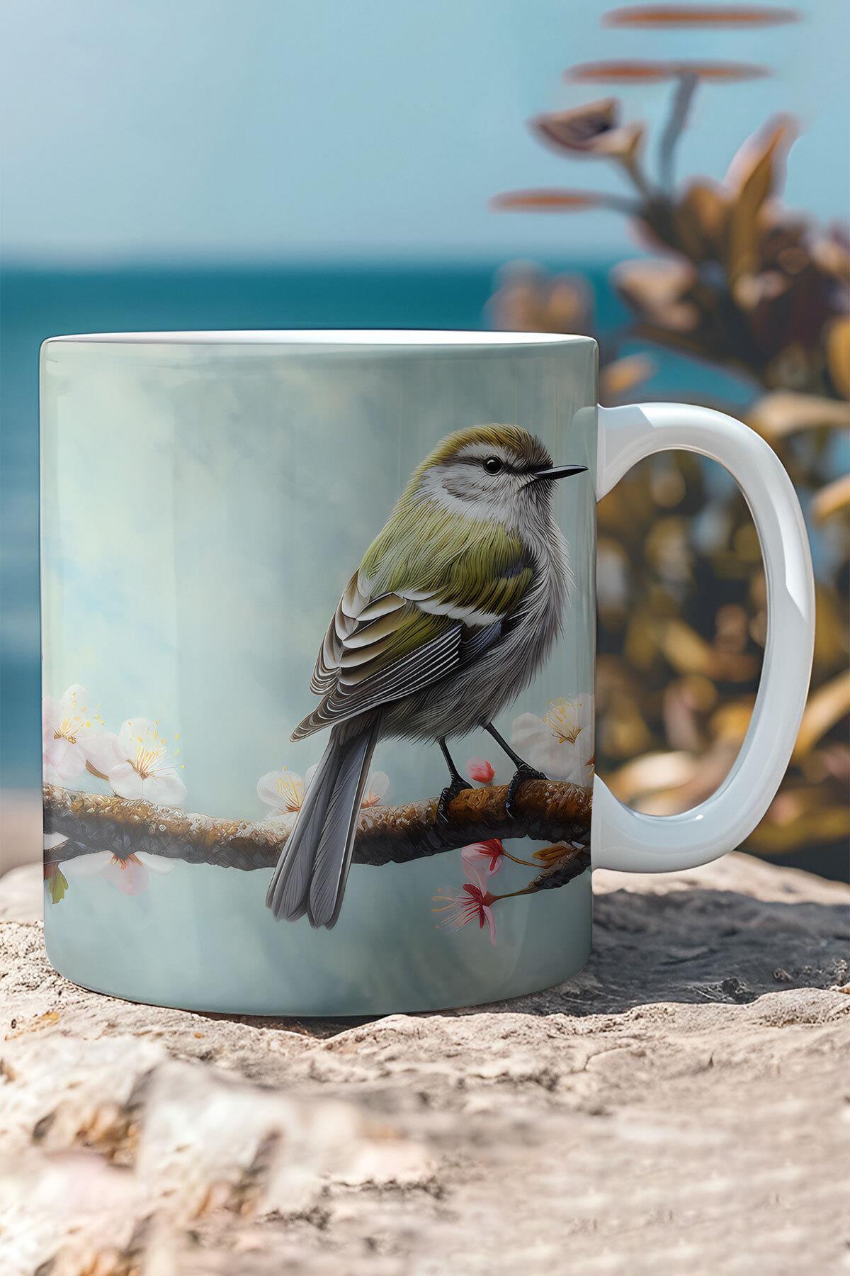 Dalda Kuş Manzara No:1 3D Tasarım Görünümlü Baskılı Kupa Bardak Mug