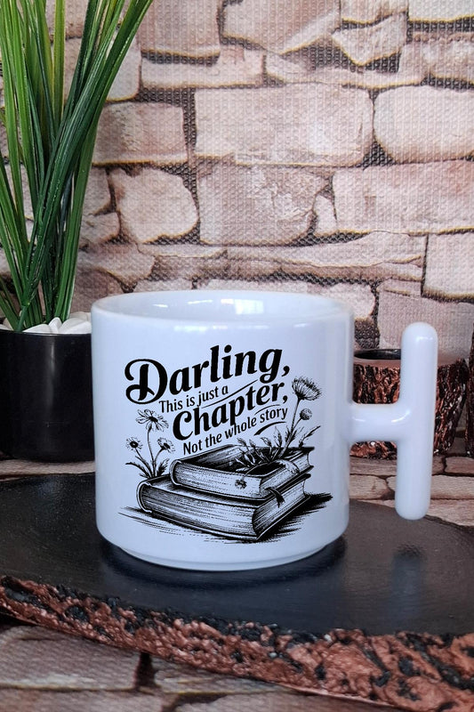 Darling This Is Just A Chapter Yazılı Kitap İlhamlı Söz Hediye T Kulplu Latte Fincanı Kupa Bardak