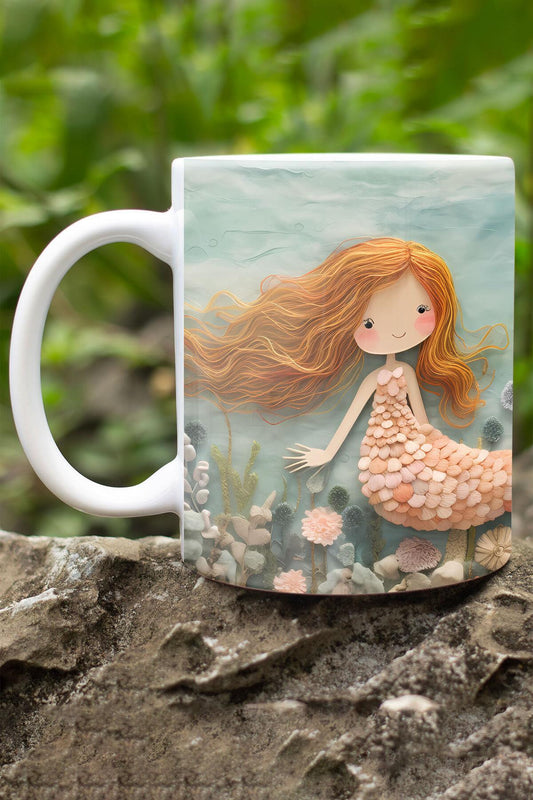 Deniz Kızı Okyanus 3D Tasarım Görünümlü Baskılı Kupa Bardak Mug