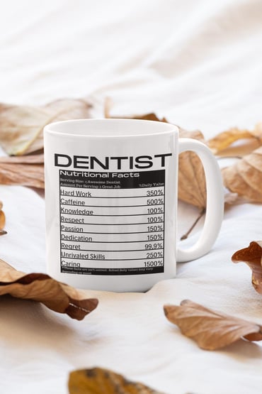 Dentıst Nutrıtıonal Facts Baskılı Dişçi Diş Hekimi Diş Doktoru Hediyelik Beyaz Seramik Kupa Bardak