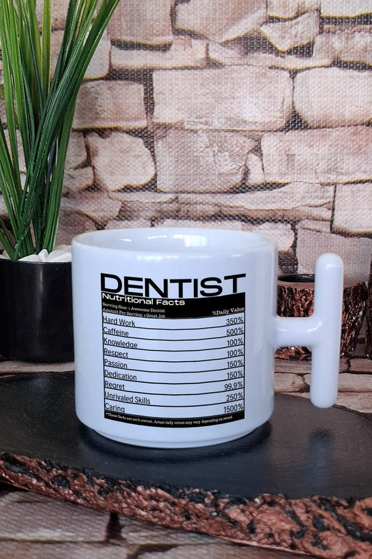 Dentıst Nutrıtıonal Facts Baskılı Dişçi Diş Hekimi Diş Doktoru T Kulplu Latte Fincanı Kupa Bardak