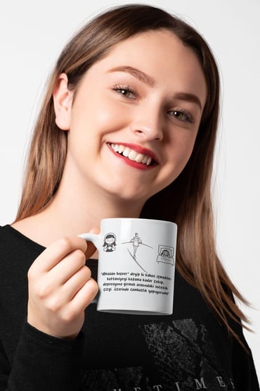 Depresyon mu Kahve mi İkilemi Baskılı Eğlenceli Hediyelik Beyaz Kupa Bardak