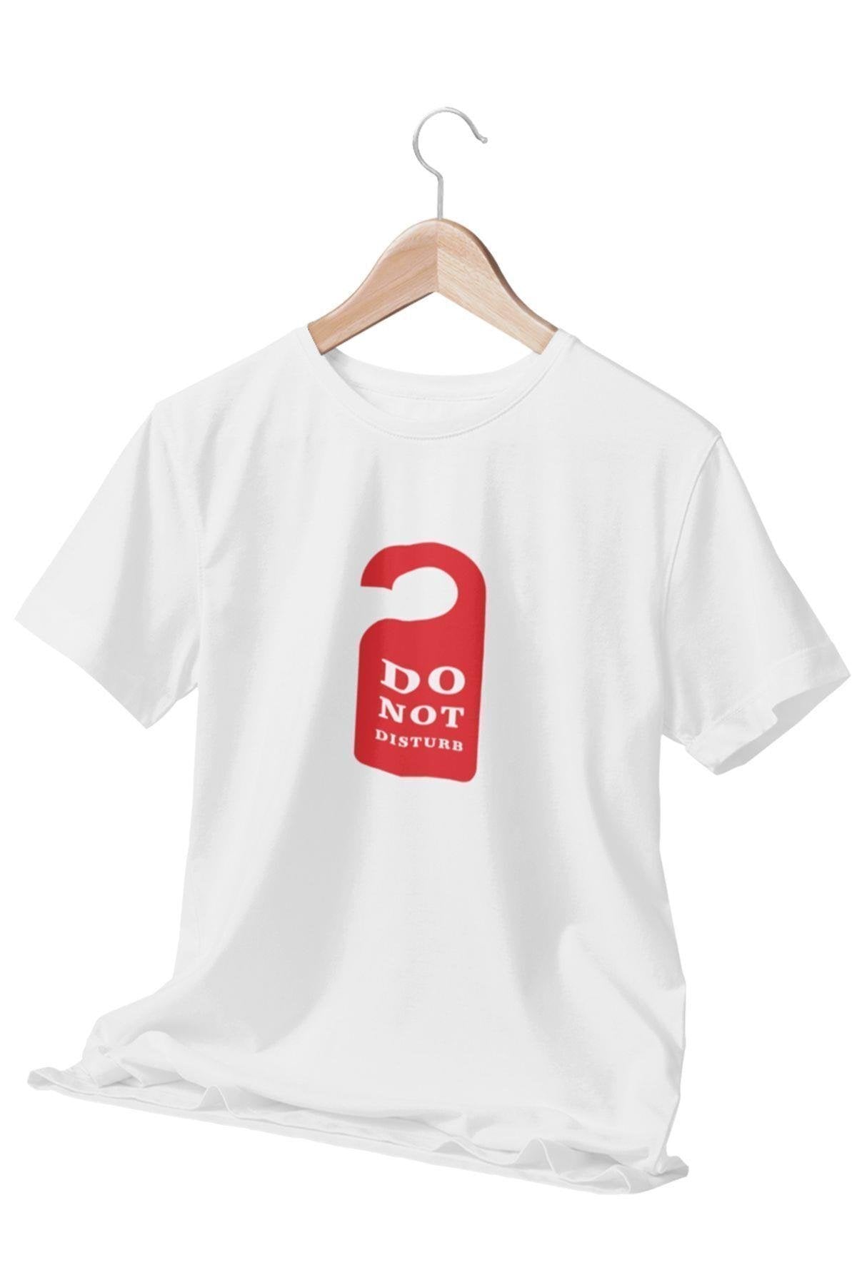 Do Not Disturb Baskılı Eğlenceli Hediyelik Beyaz Unisex T-Shirt