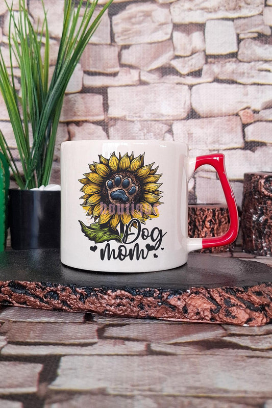 Dog Mom Figürlü Köpek Annesi Köpeksever Sevimli Hediyelik Kulplu Kupa Bardak