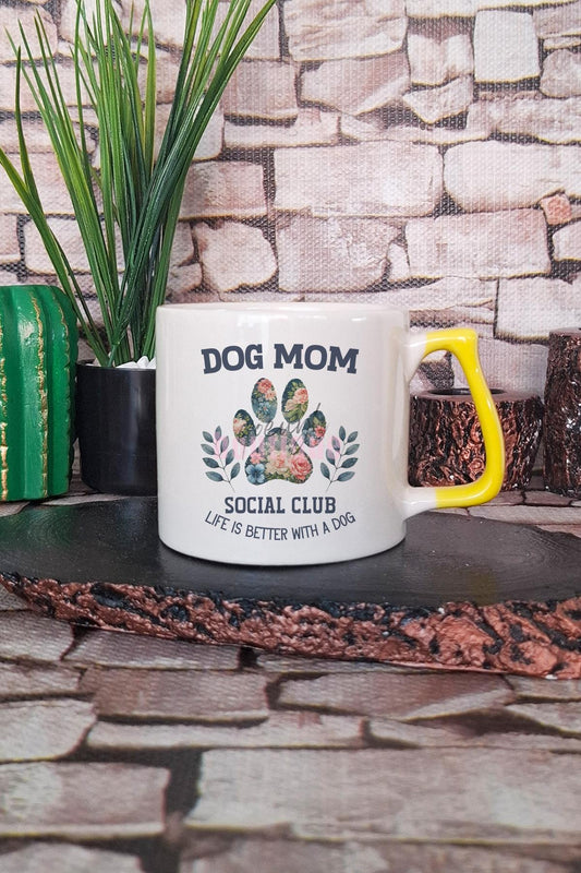 Dog Social Mom Yazılı Köpeksever Hediyelik Kulplu Kupa Bardak