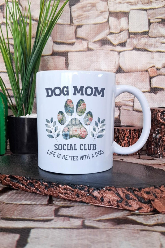 Dog Social Mom Yazılı Köpeksever Hediyelik Baskılı Çay Kahve Sunum Kupa Bardak