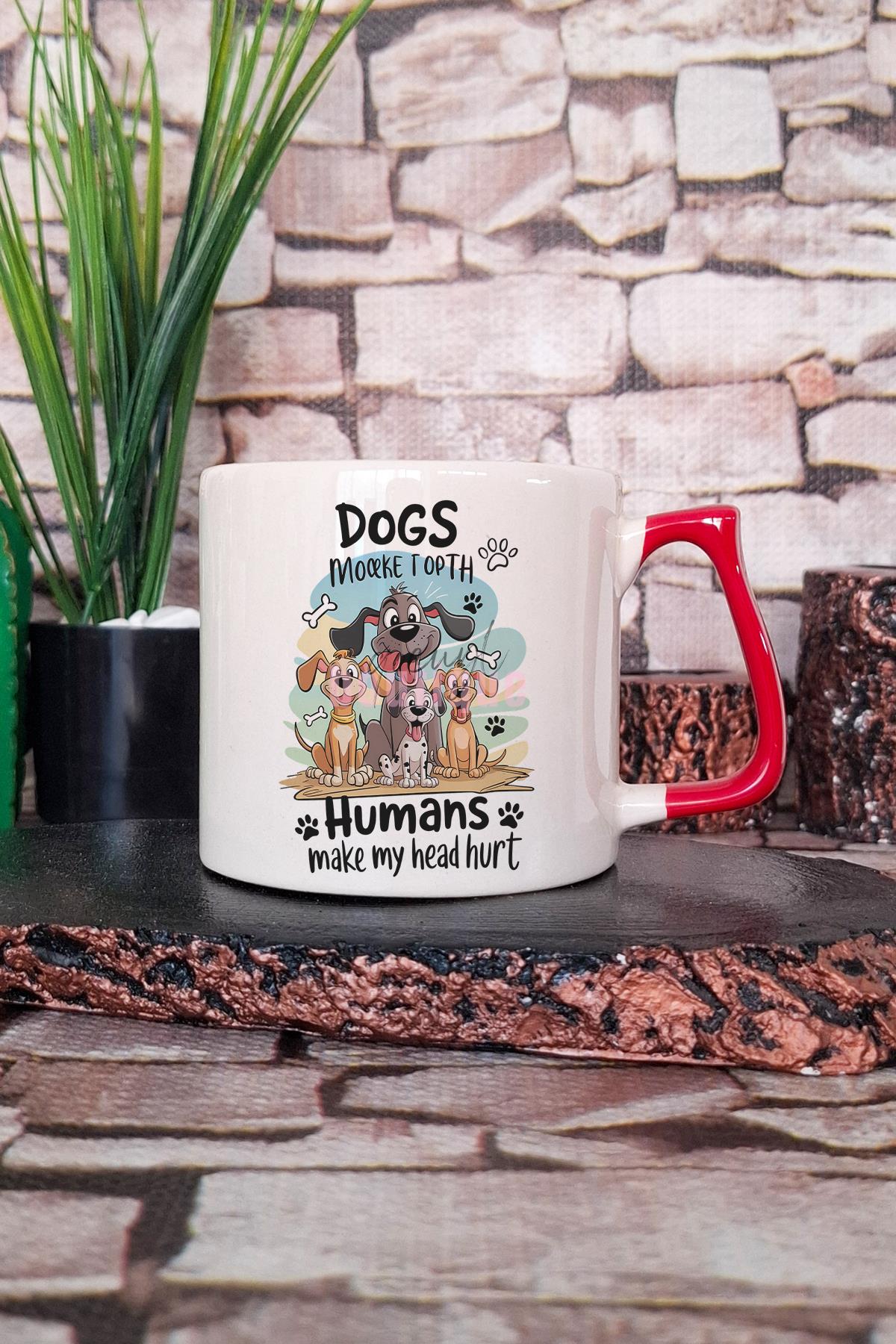 Dogs Baskılı Köpeksever Tasarımı Hediyelik Kulplu Kupa Bardak