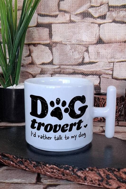 Dogtrovert Komik Köpeksever Hediyelik Baskılı T Kulplu Latte Fincanı Kupa Bardak