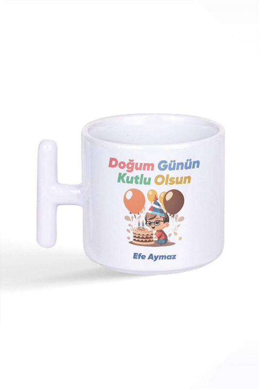 Doğum Günü Hediye Sevimli Tatlı Baskılı Latte Fincanı T Kulplu Kupa Bardak