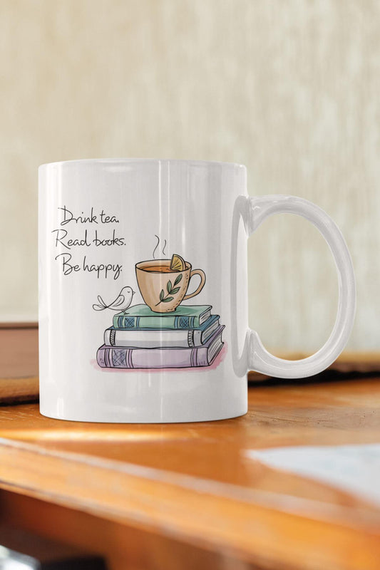 Drink Tea Read Books Be Happy Vintage Hediyelik Kupa Bardak