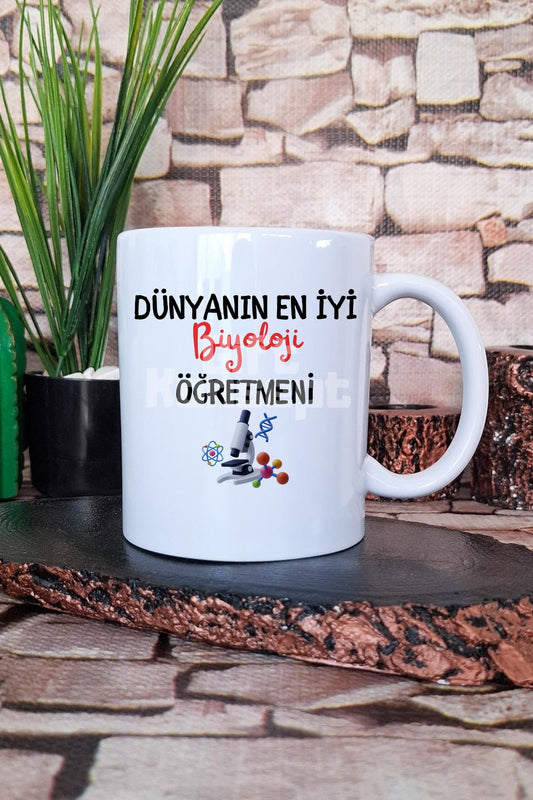 Dünyanın En İyi Biyoloji Öğretmeni Baskılı Doğum Günü Öğretmenler Günü Hediye Kupa Bardak