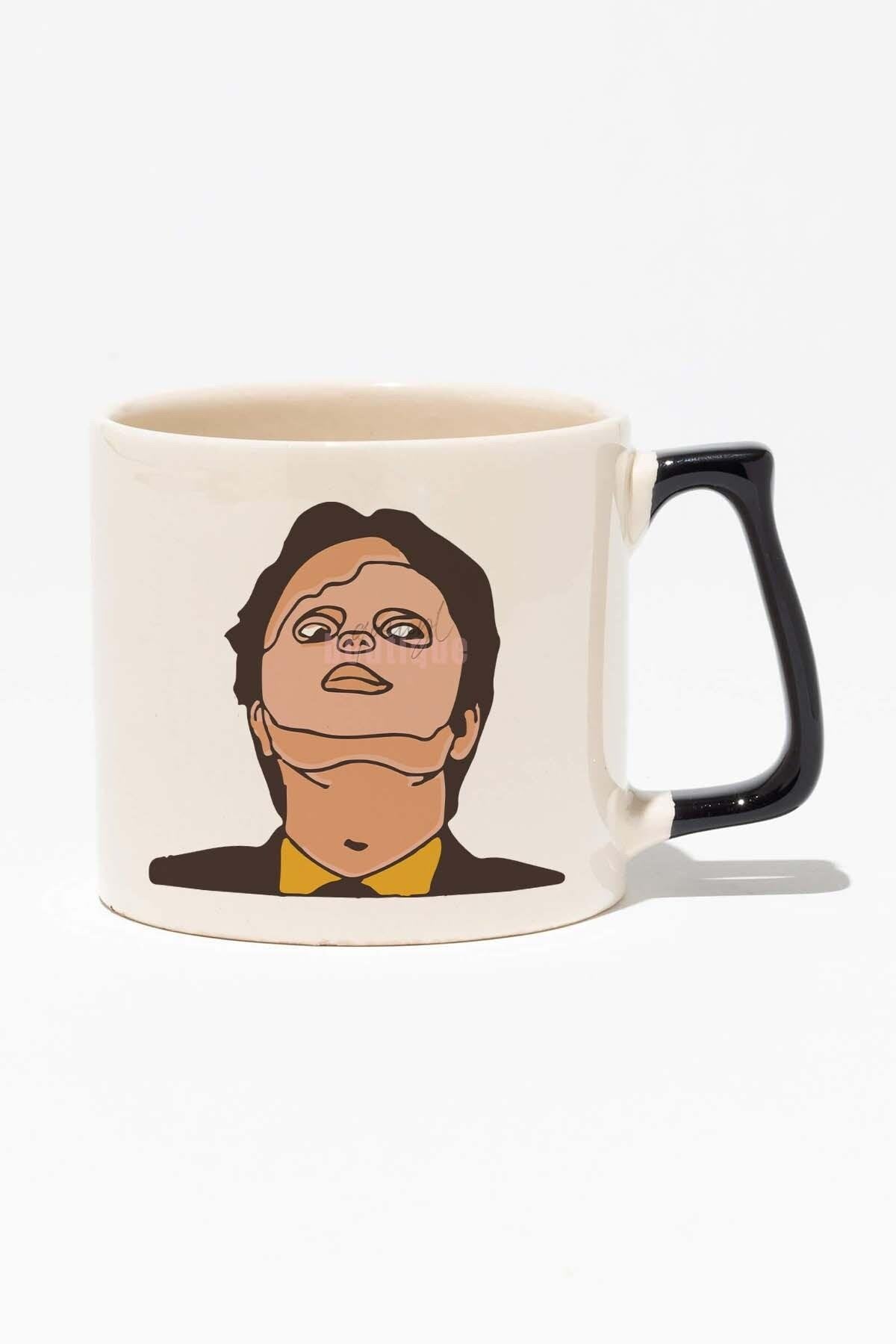 Dwight Schrute Baskılı Siyah Kulplu Modern Seramik Kupa