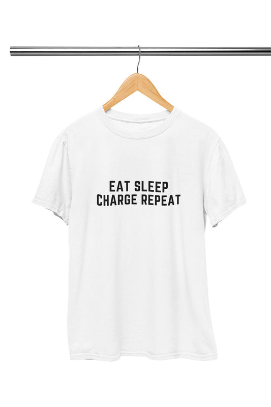 Eat Sleep Charge Baskılı T Shirt