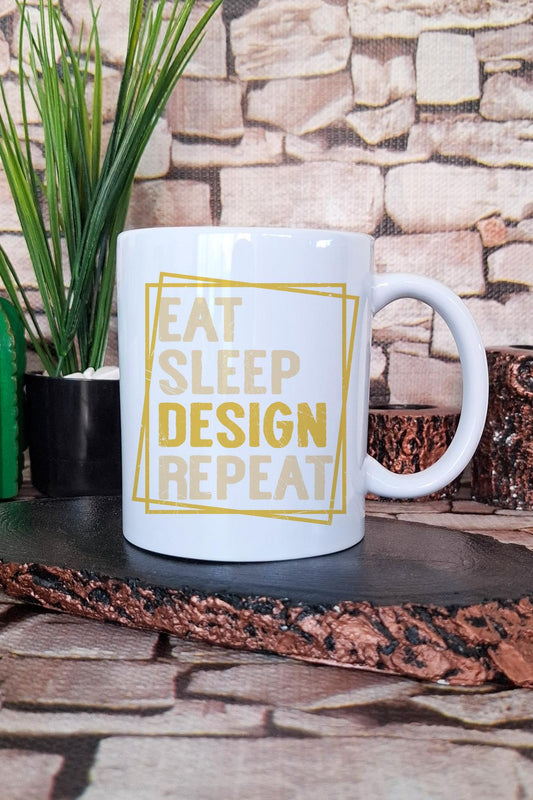 Eat Sleep Design Repeat Baskılı Mimar Hediyelik Kupa Bardak