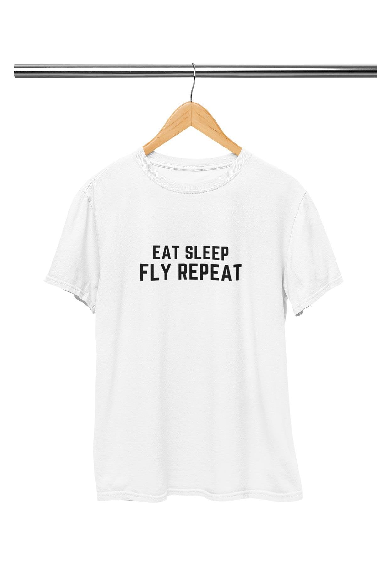 Eat Sleep Fly Baskılı T Shirt