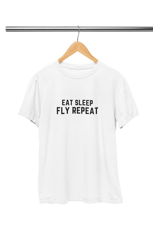 Eat Sleep Fly Baskılı T Shirt