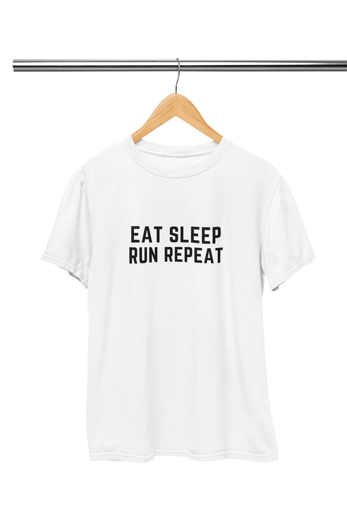 Eat Sleep Run Baskılı T Shirt