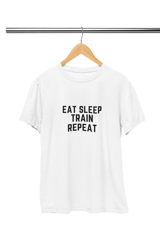 Eat Sleep Train Baskılı T Shirt