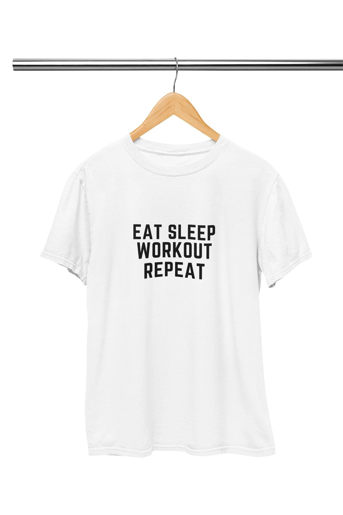 Eat Sleep Workout Baskılı T Shirt