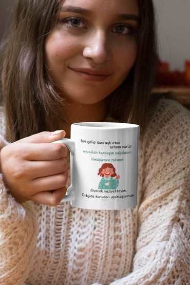 Eyvallah Kardeşim Diyesim Var Baskılı Hediyelik Eğlenceli Komik Beyaz Kupa Bardak
