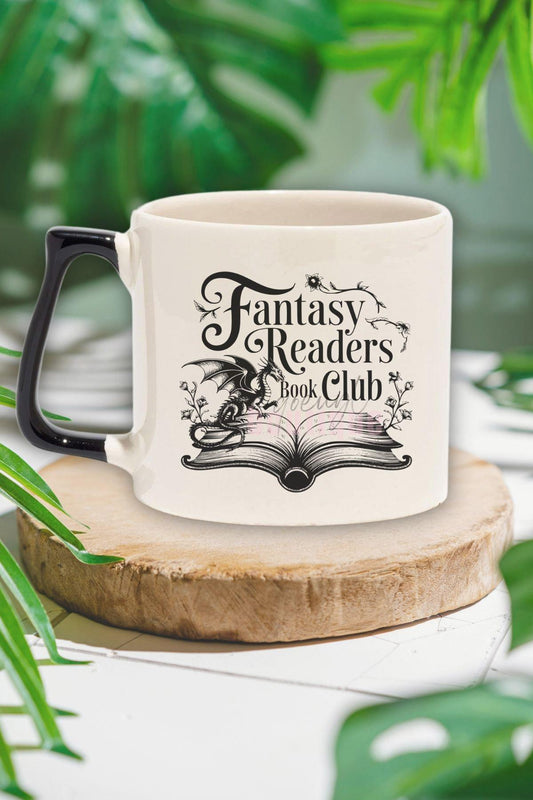 Fantasy Readers Book Club Temalı Fantastik Okur Grubu Hediyelik Siyah Kulplu Kupa Bardak