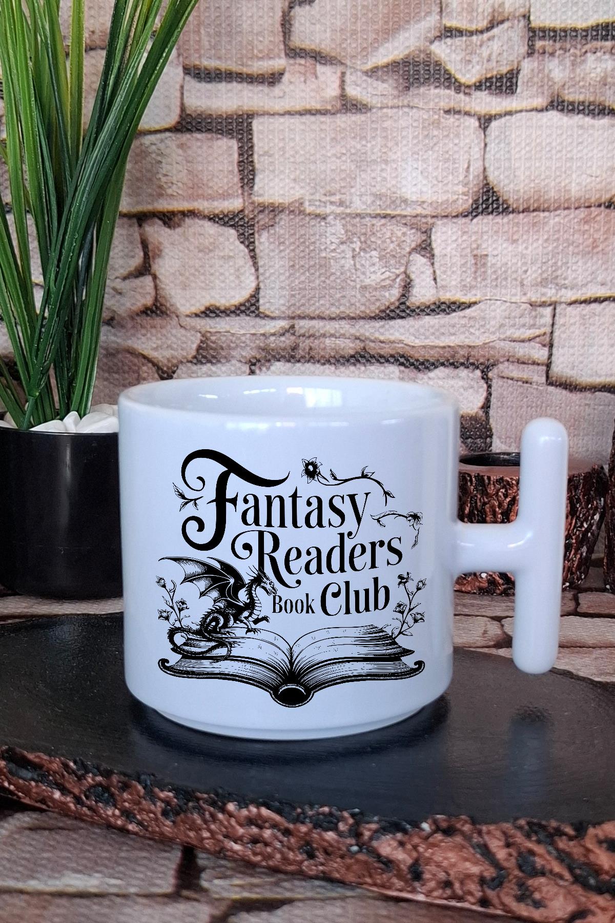 Fantasy Readers Book Club Temalı Fantastik Okur Grubu Hediye T Kulplu Latte Fincanı Kupa Bardak