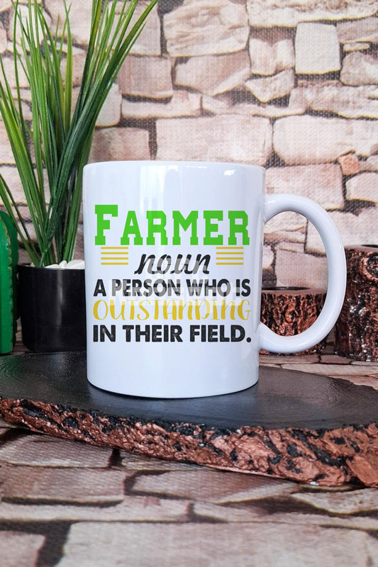 Farmer Noun Outstanding Person Baskılı Çiftçi Hediyelik Baskılı Çay Kahve Sunum Kupa Bardak