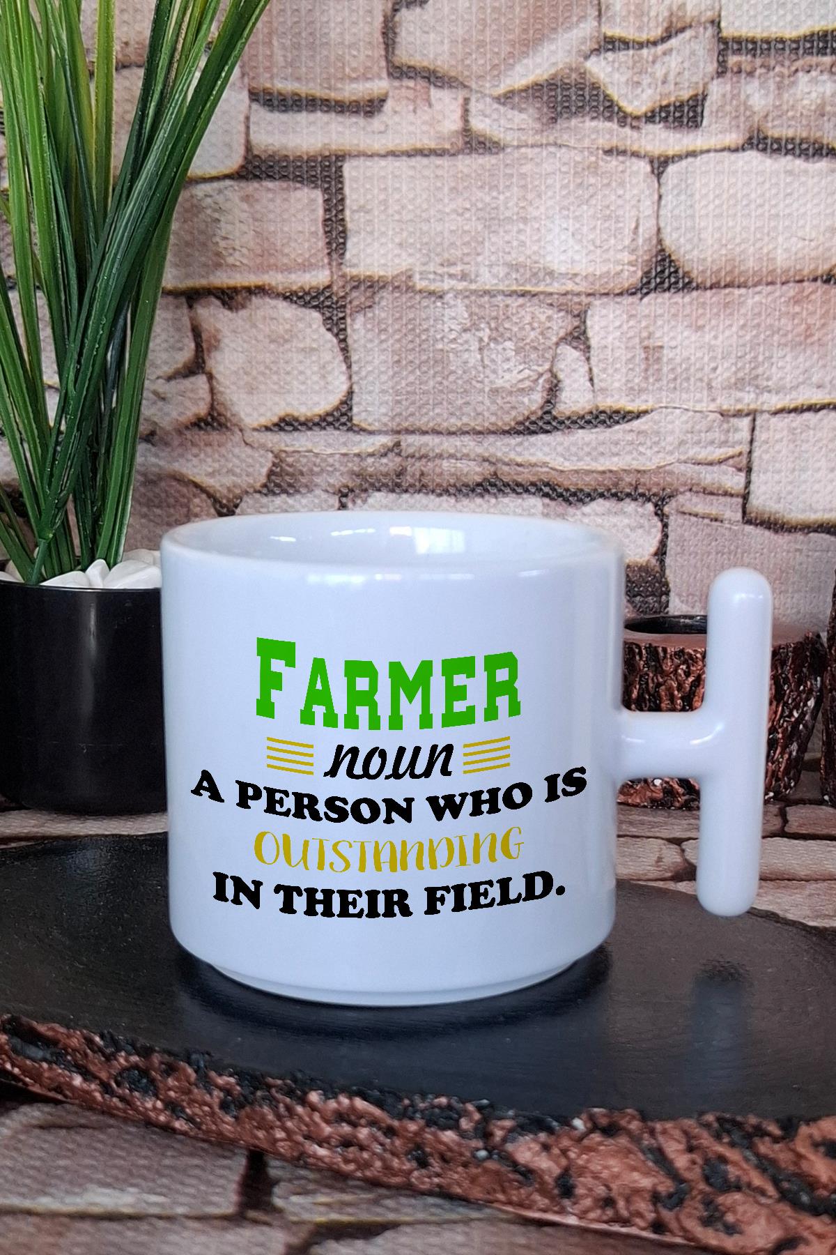 Farmer Noun Outstanding Person Baskılı Çiftçi Hediyelik T Kulplu Latte Fincanı Kupa Bardak