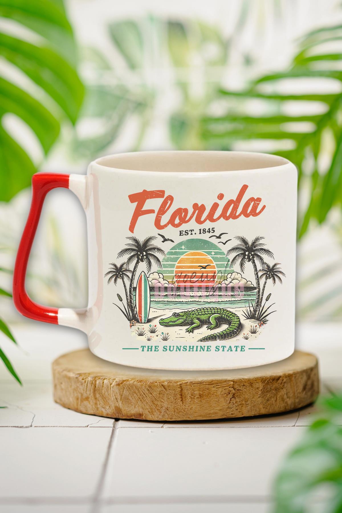 Florida Summer Trip Baskılı Yaz Tatili Güneşli Gezi Hediyelik Kulplu Kupa Bardak