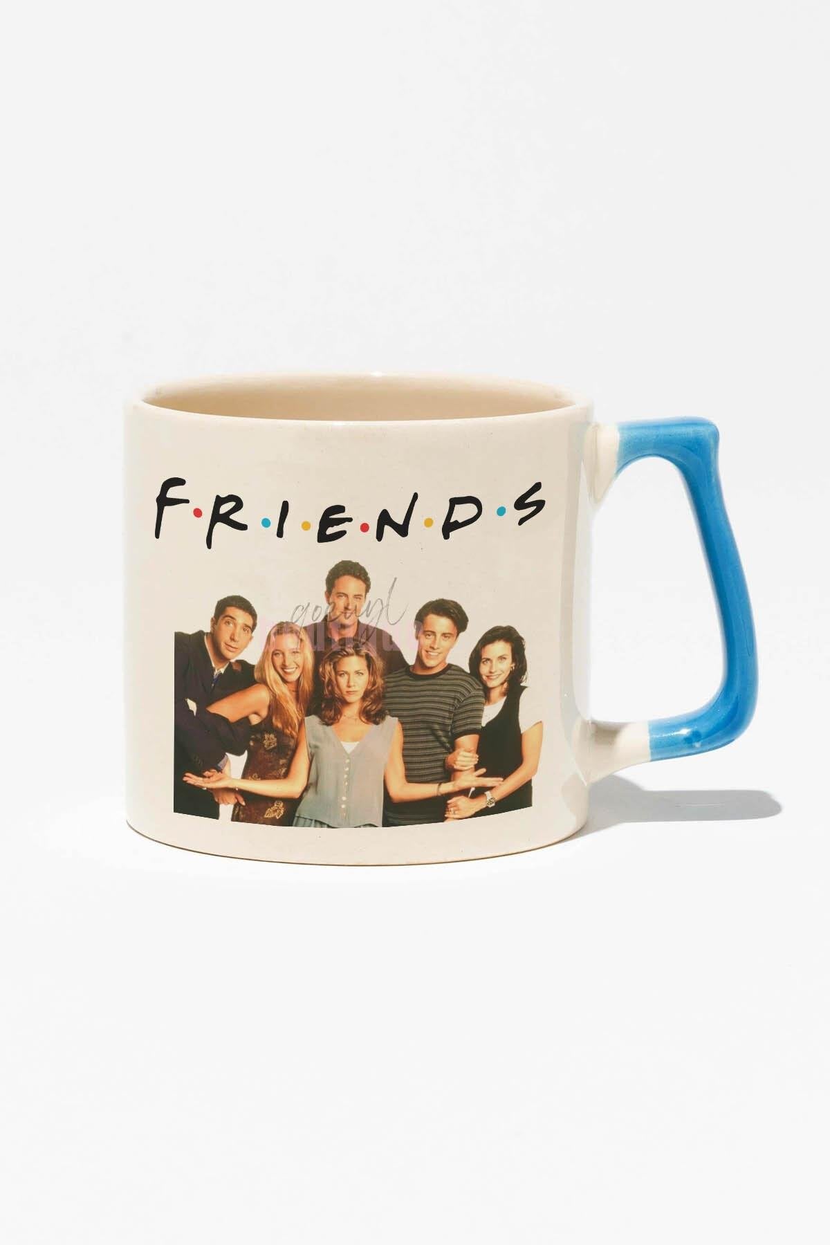Friends Baskılı | Phoebe Ross Chandler Hediyelik | Kırmızı Kulplu Modern Seramik Kupa