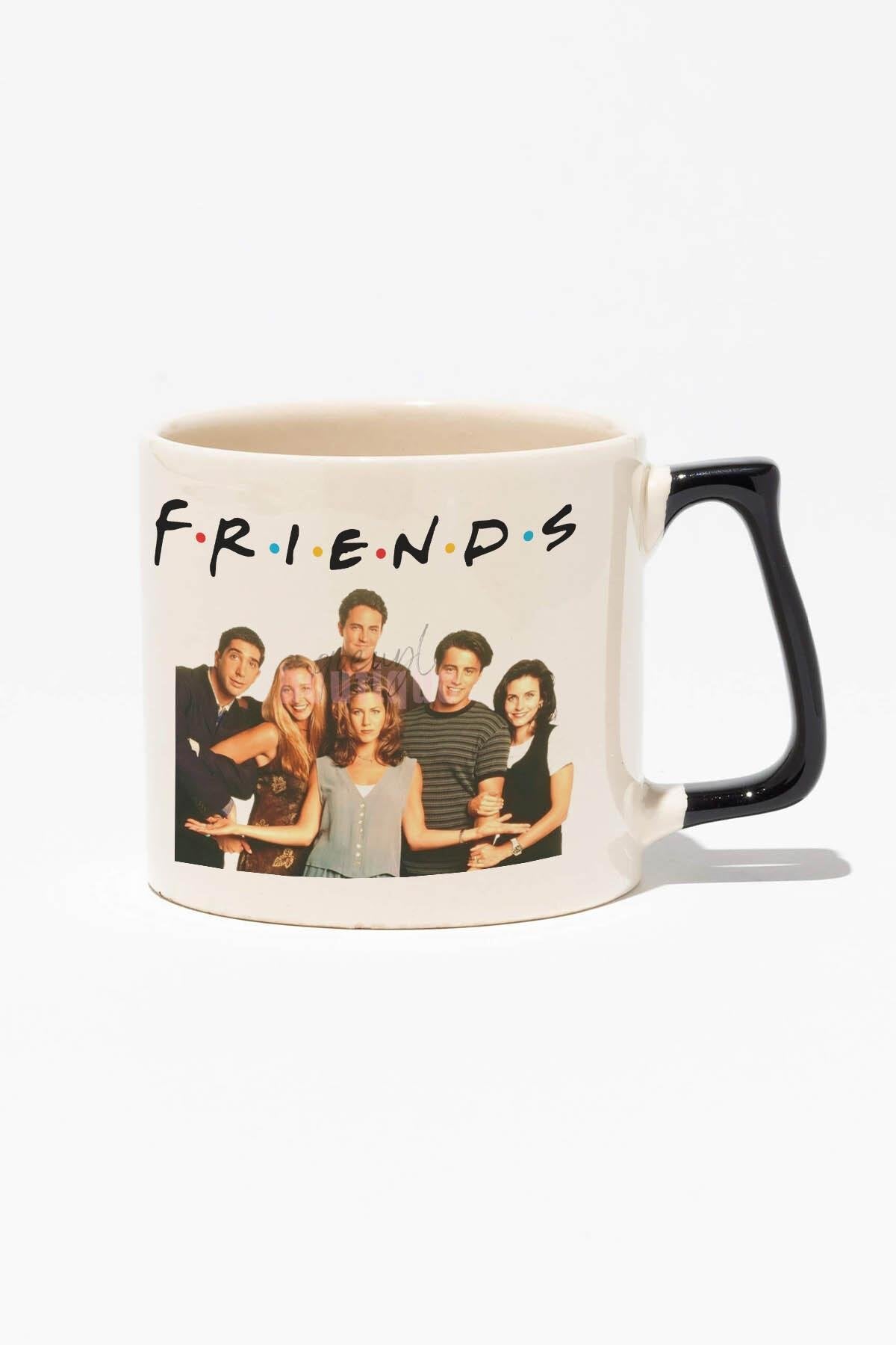 Friends Baskılı | Phoebe Ross Chandler Hediyelik | Kırmızı Kulplu Modern Seramik Kupa