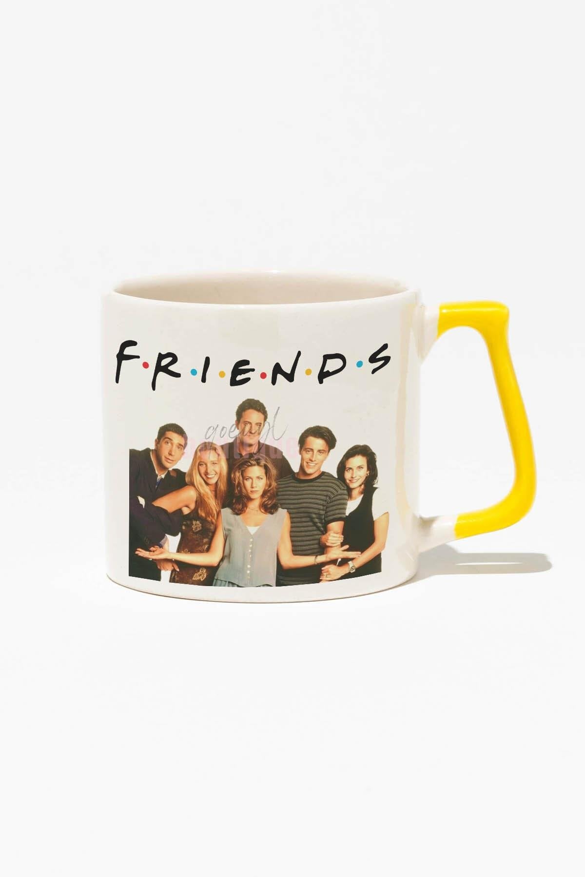 Friends Baskılı | Phoebe Ross Chandler Hediyelik | Kırmızı Kulplu Modern Seramik Kupa