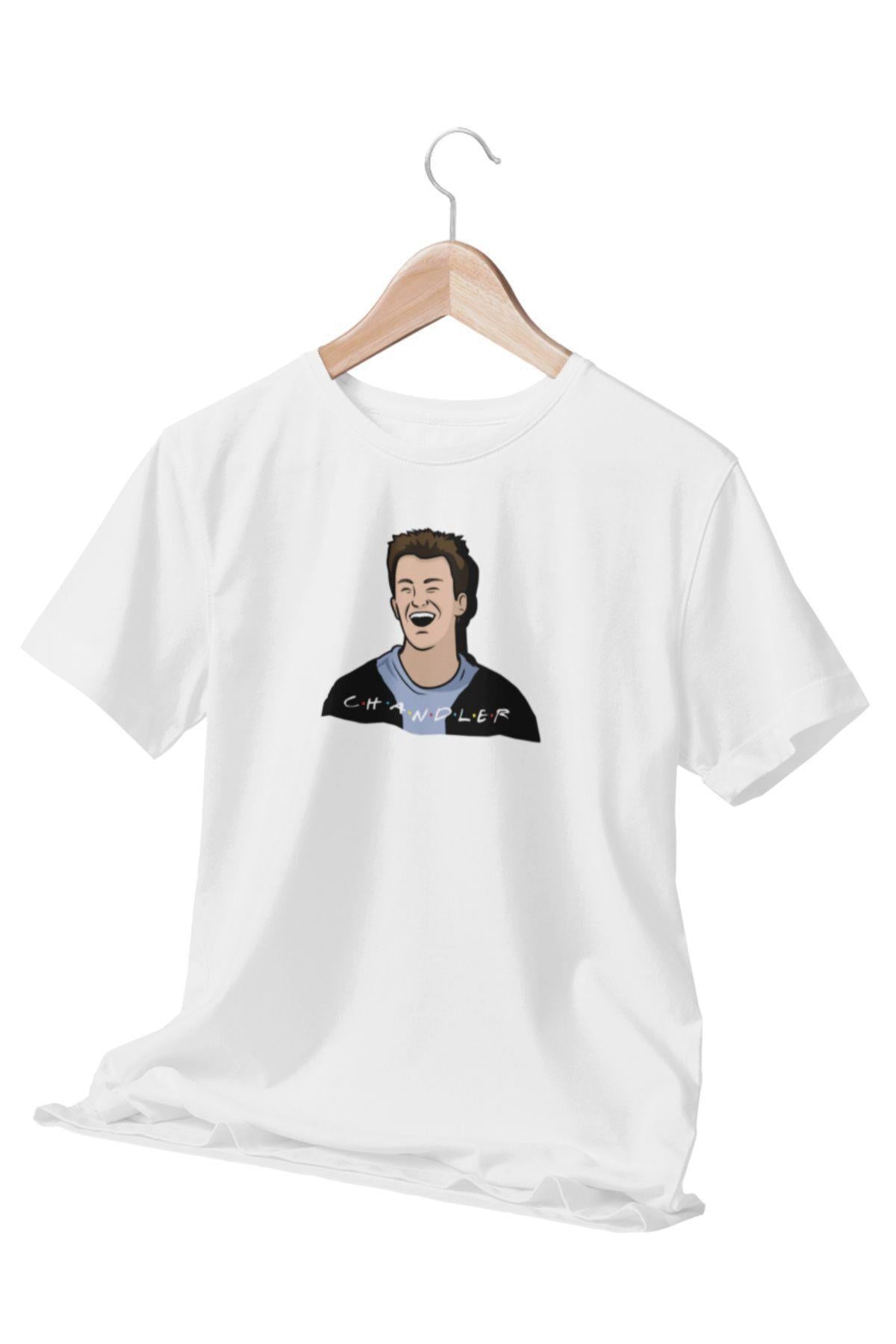 Friends Chandler Baskılı Sevgili, Eş, Özel Gün Hediye Beyaz Unisex T-Shirt