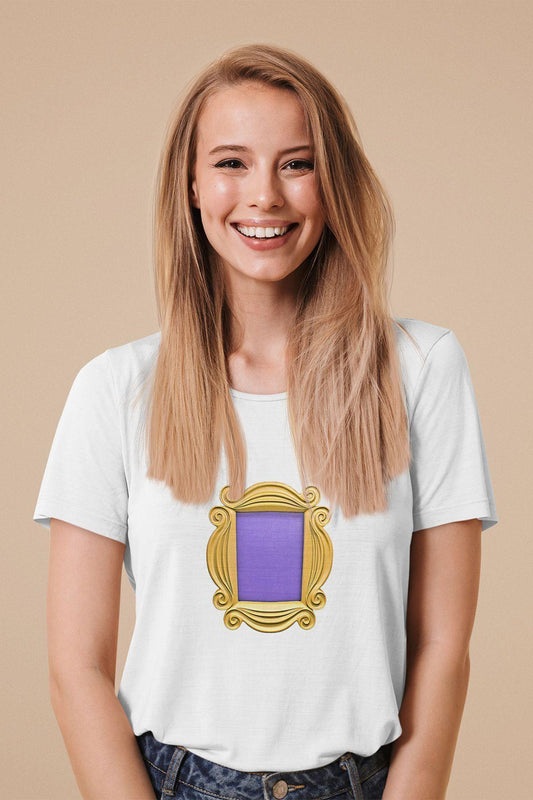 Friends Kapı Monica Rachel Ross Joey Hediyelik Eğlenceli Beyaz Unisex T-Shirt