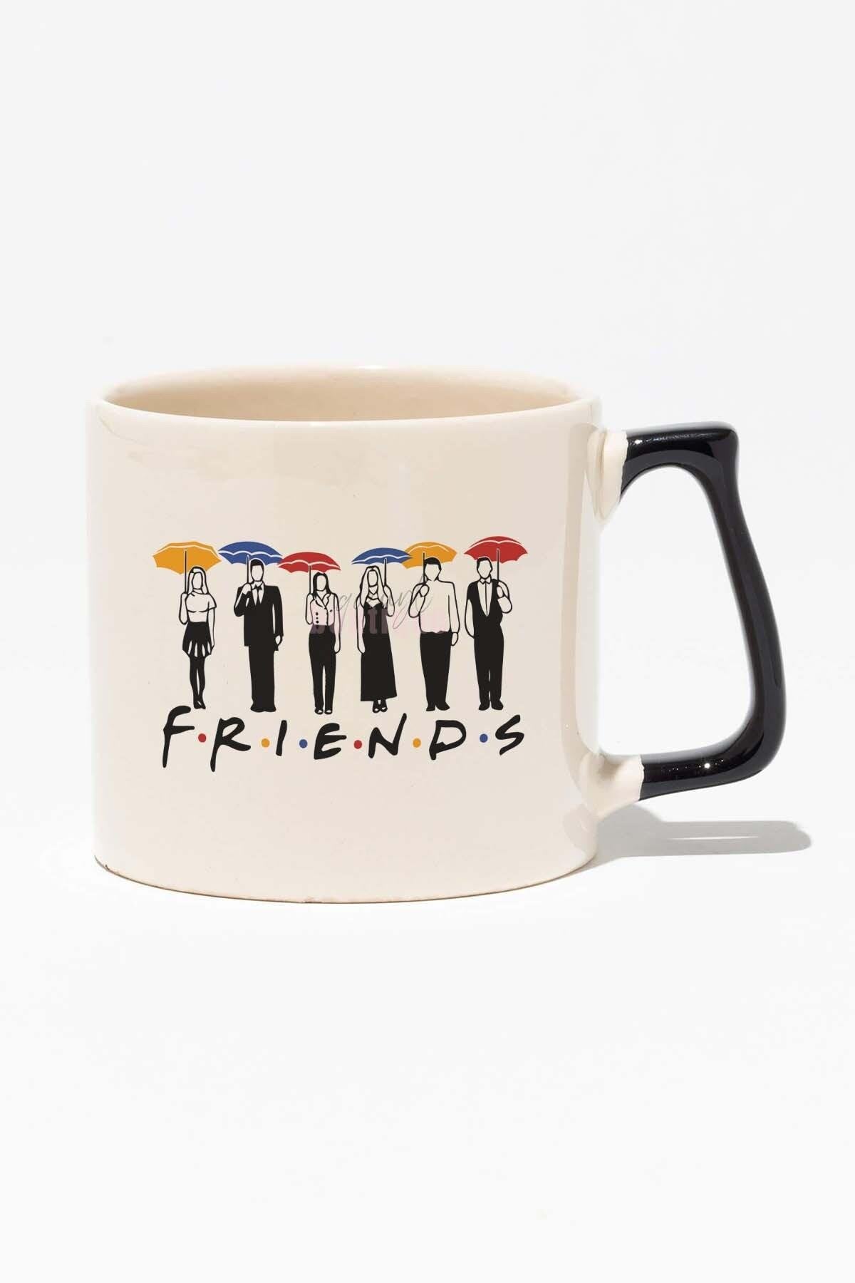 Friends Ross Phoebe Chandler Monica Rachel Joey Friends Baskılı Siyah Kulplu Modern Seramik Kupa