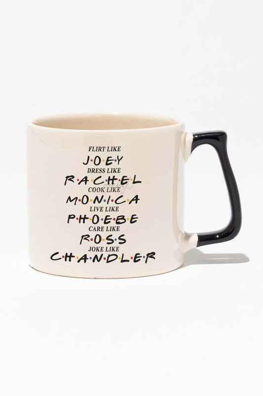 Friends Ross Rachel Joey Phoebe Chandler Monica Baskılı Siyah Kulplu Modern Seramik Kupa