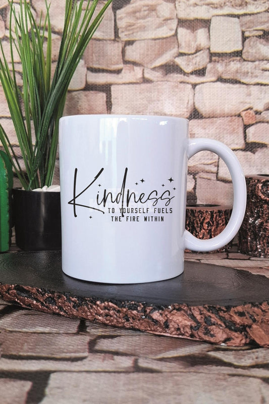 Fuels Kindness To Yourself Yazılı Kendine Şefkat Olumlaması Hediye Baskılı Kupa Bardak