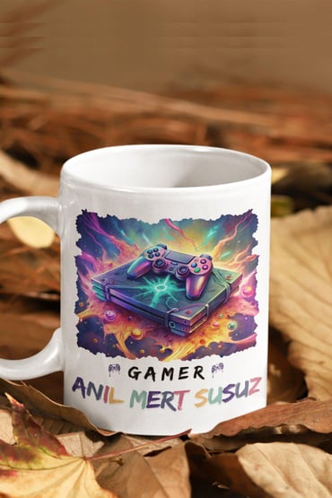 Gamer-Oyuncu Konsol Baskılı İsim ile Kişiselleştirilebilir Hediyelik Beyaz Kupa Bardak