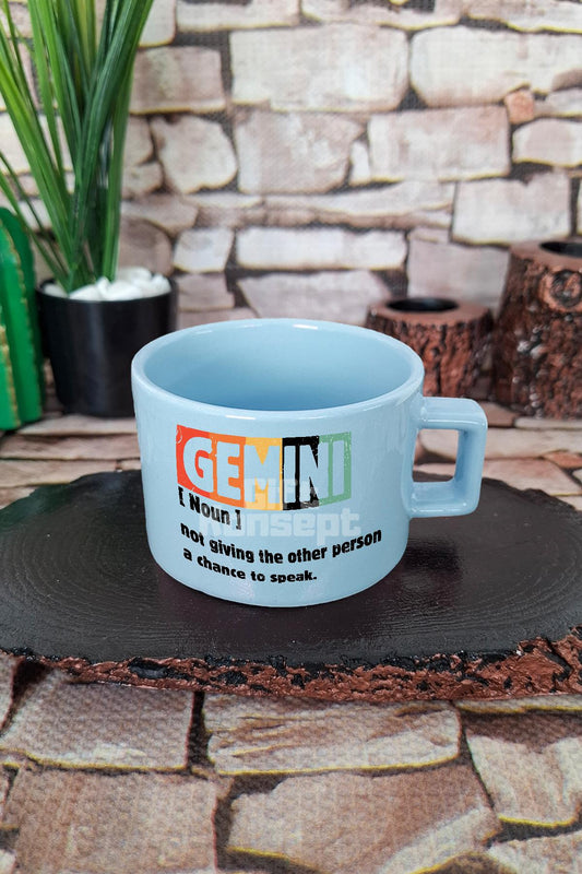 Gemini Noun Definition Baskılı İkizler Burcu Astroloji Kare Kulplu Fincan Mavi Kupa Bardak