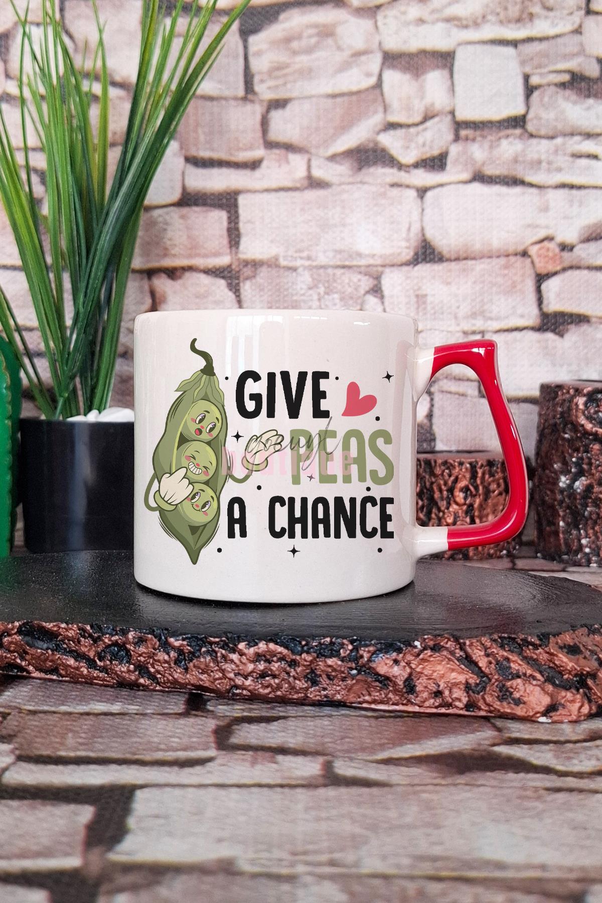 Give Vegan A Chance Baskılı Hediyelik Kulplu Kupa Bardak