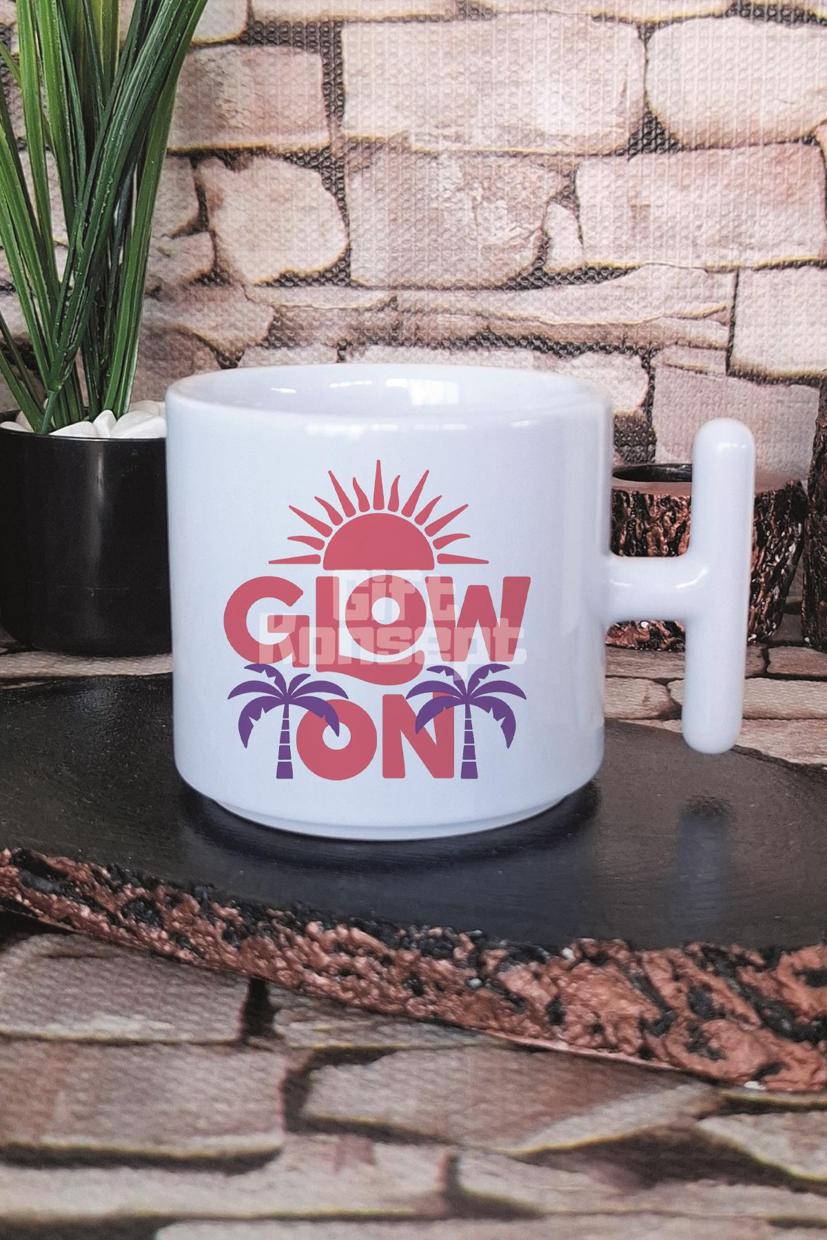 Glow On Baskılı T Kulplu Latte Fincanı Kupa Bardak