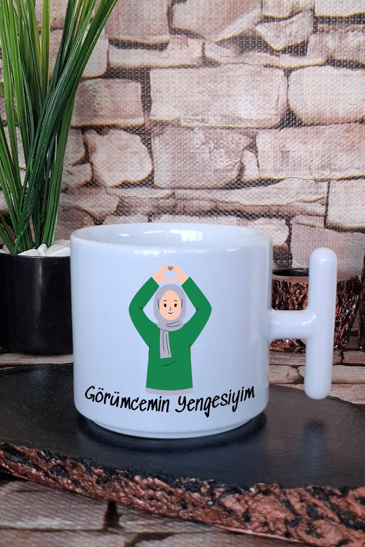 Görümcemin Yengesiyim Baskılı Hediyelik T Kulplu Latte Fincanı Kupa Bardak