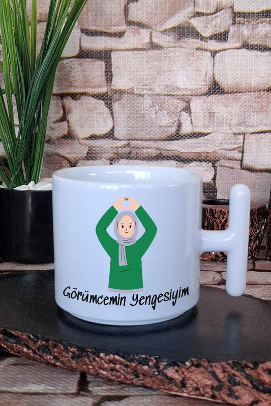 Görümcemin Yengesiyim Baskılı Hediyelik T Kulplu Latte Fincanı Kupa Bardak