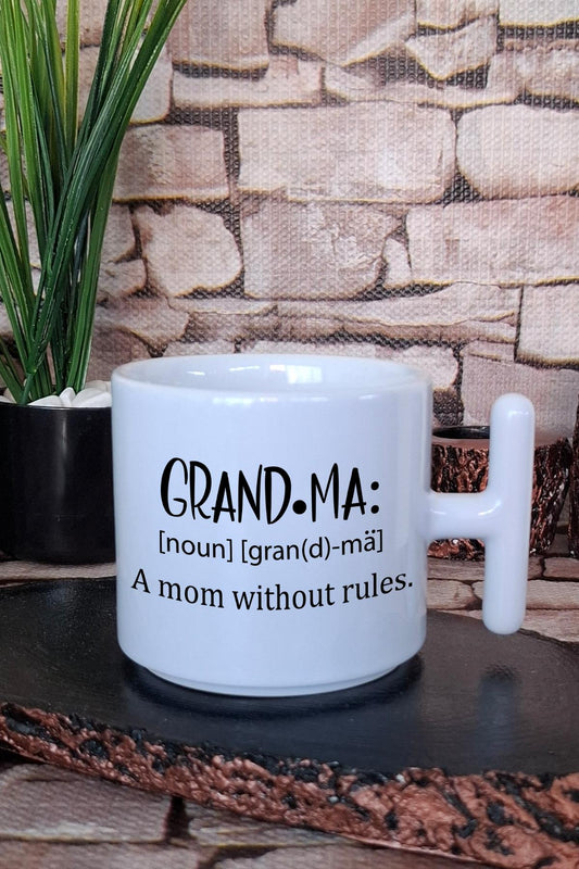 Grandma Noun Baskılı Büyükanne Hediyelik T Kulplu Latte Fincanı Kupa Bardak